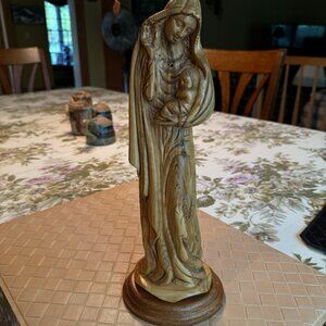 Virgin Mary & Jesus Bethlehem Olive Wood Tree of Life Elite Collection Hand Carv